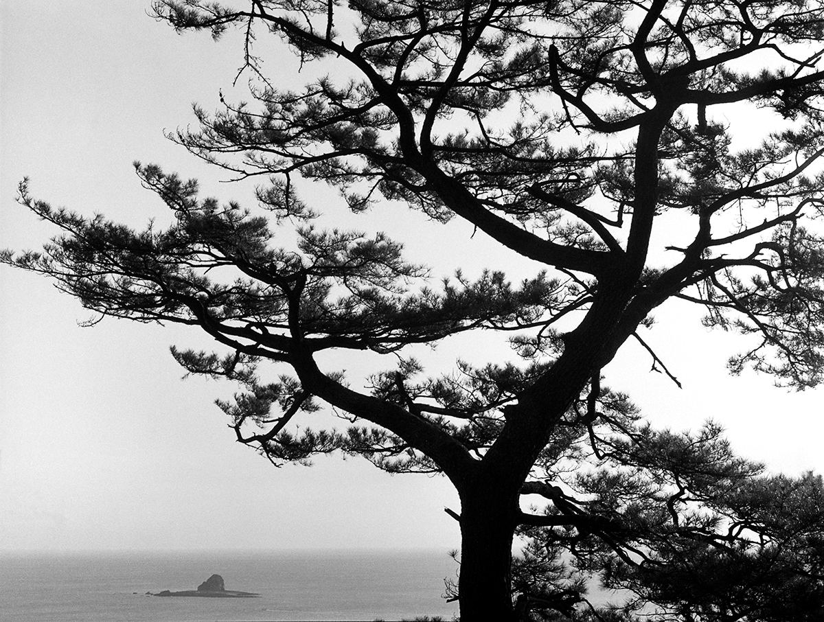 Caroline Philippone, View from Sangbang Temple Grotto at Sunset, 2012. Black and white digital print from original negative. Courtesy of the artist