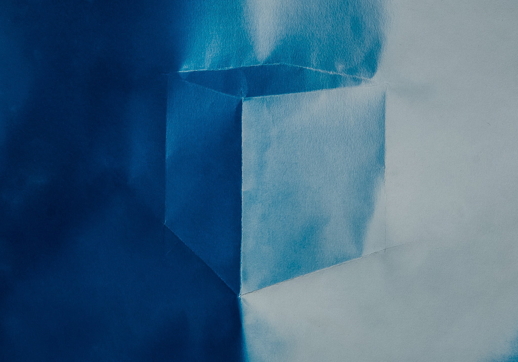 William Knipscher, Where the Light Goes (PS_cube_01), 2015. Cyanotype, 11½ x 16½ inches. Courtesy of the artist and The Carnegie, Covington, KY
