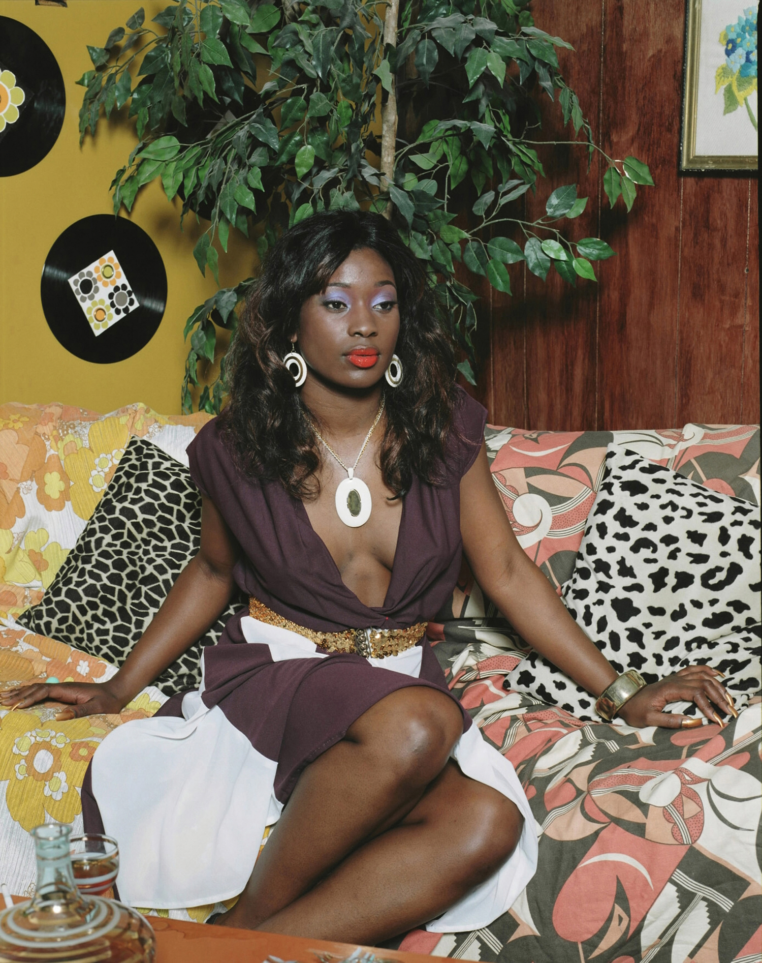Mickalene Thomas, Portrait of Qusuquzah, 2008. C-print, 70¼ x 56¼ inches. Courtesy of the artist, Lehmann Maupin, New York and Hong Kong, and Artists Rights Society (ARS), New York